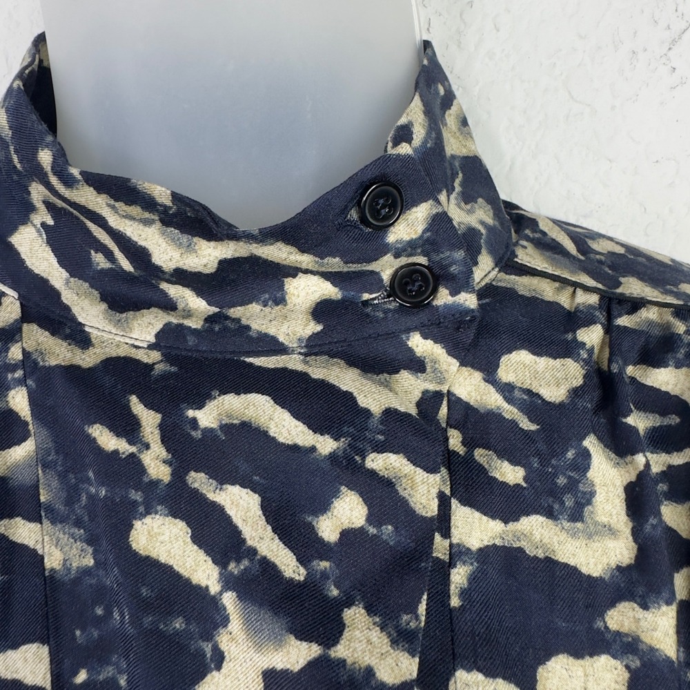 Ba&sh Alejandro Shirt Womens 1/US 4 Blue Cream Abstract High Neck Dark Romantic - Picture 3 of 11